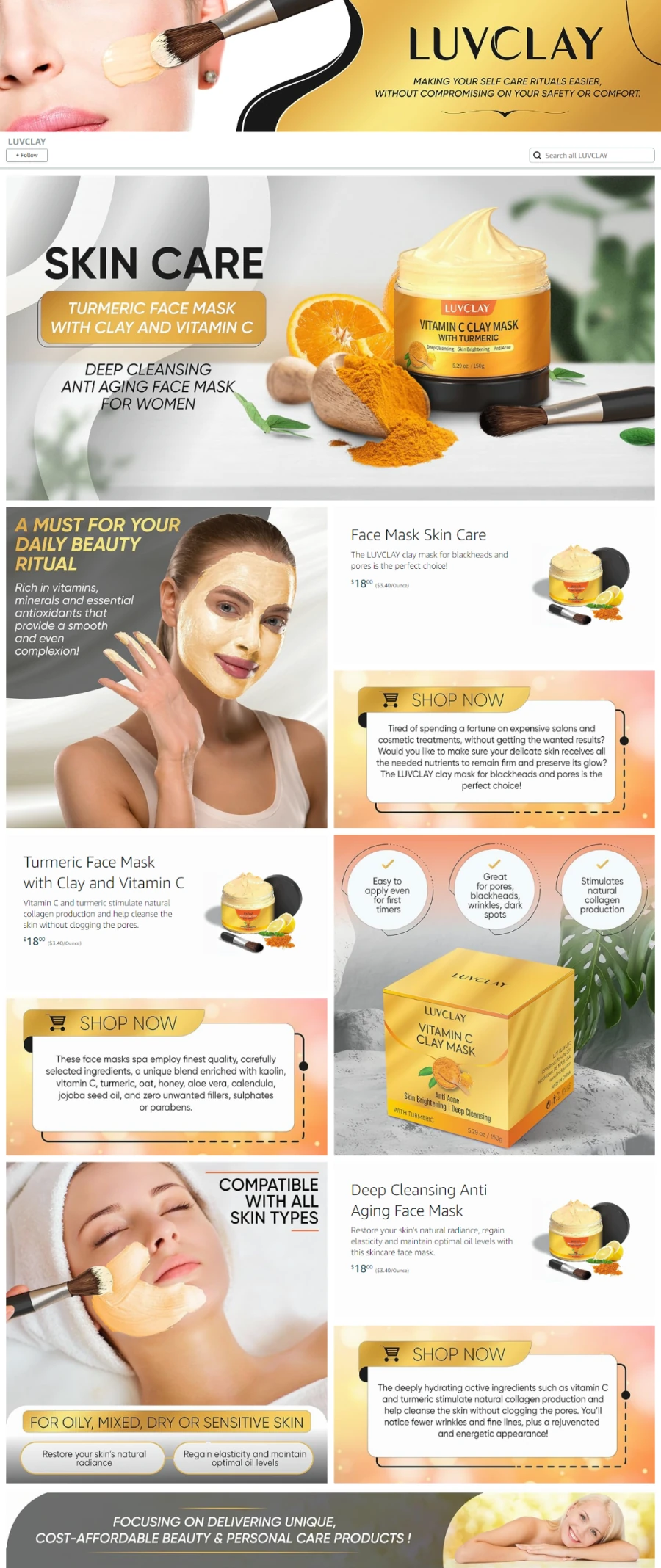 LUVCLAY skincare Amazon storefront by Kostricani