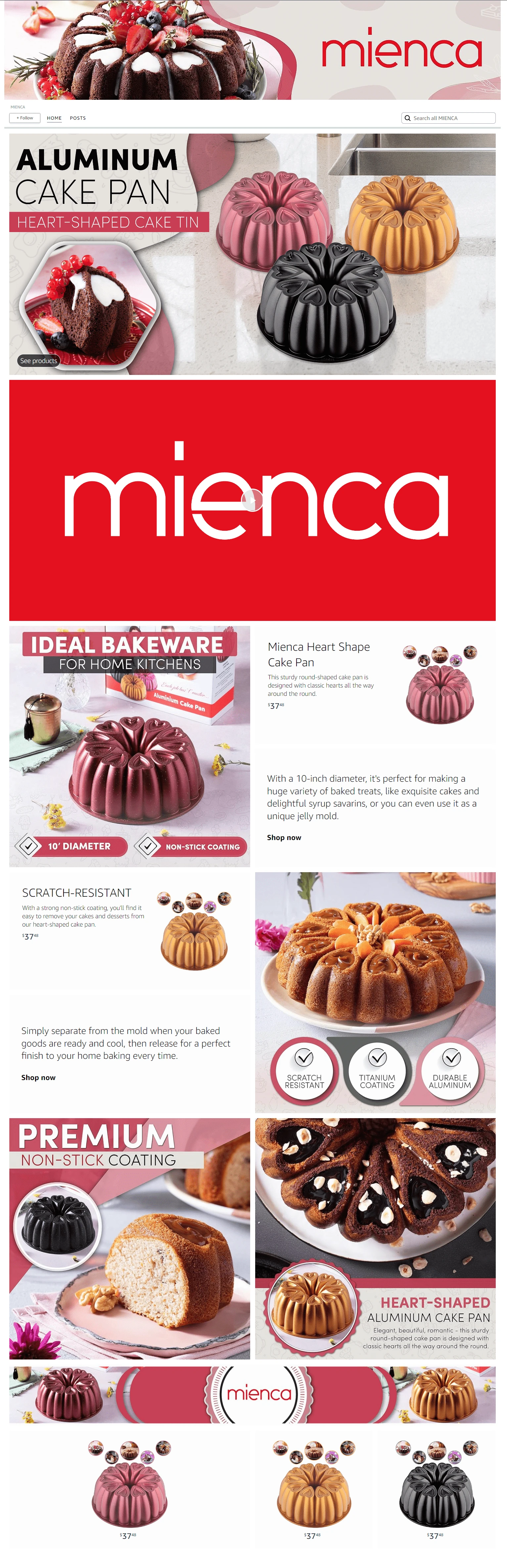MIENCA Amazon storefront featuring colorful cake pans